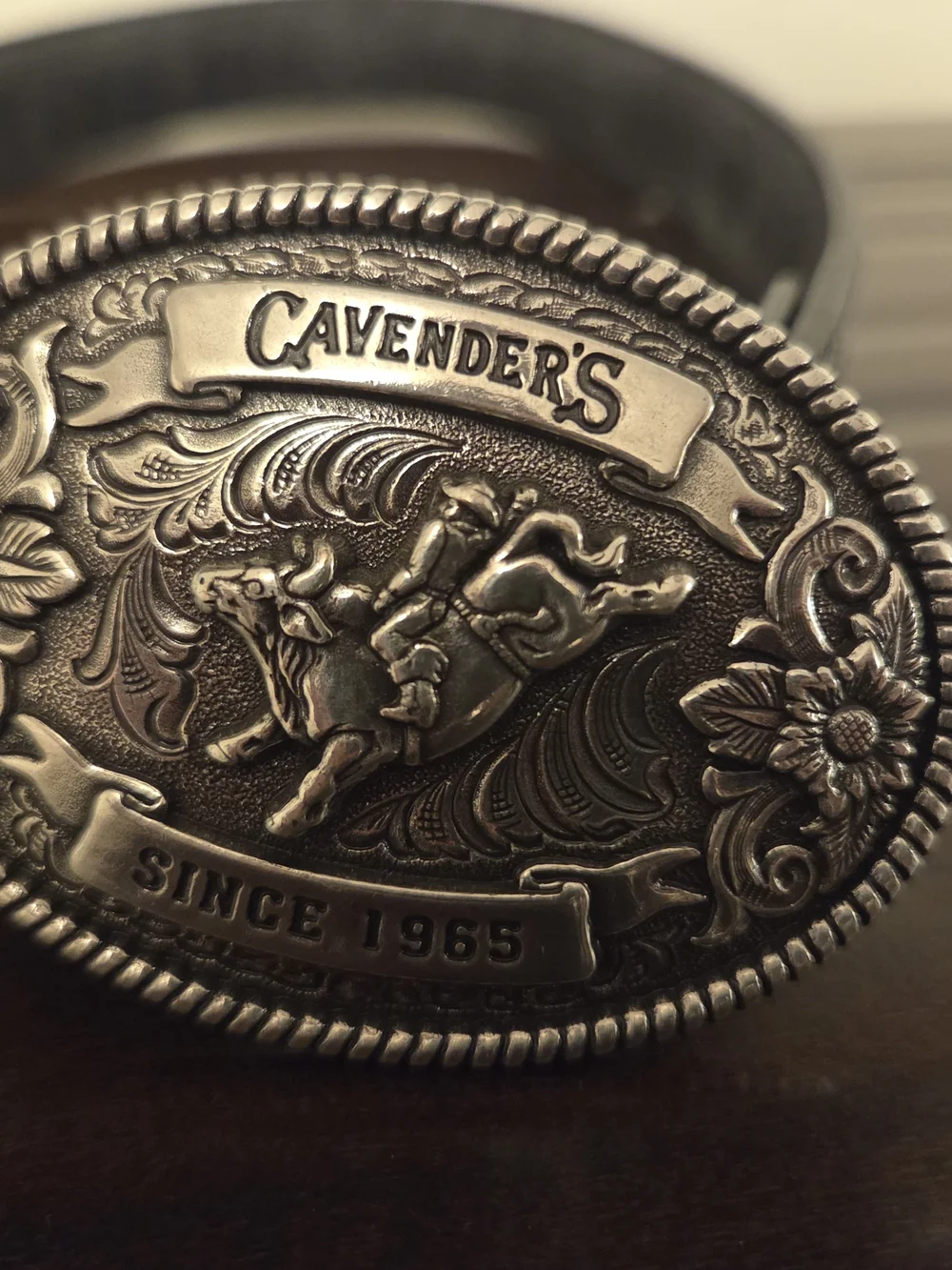 Cavender's Kids' Oval Bullrider Logo Buckle Western Belt
